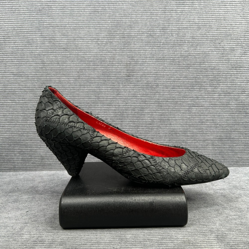 Jeffrey Campbell Ibiza Last Black Snakeskin Embossed Leather Cone Heel Pumps Y2k